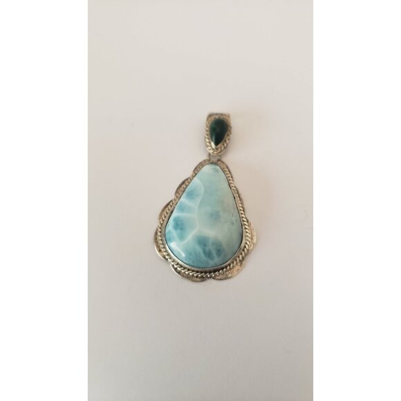 Vintage Larimar Pear Shape Pendant Set in Silver - Picture 7 of 10